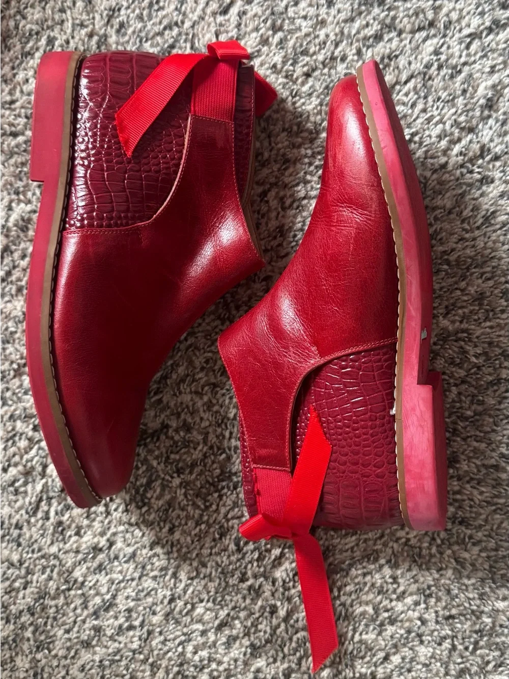 Elephantito Red Croc-Accent Chelsea Booties